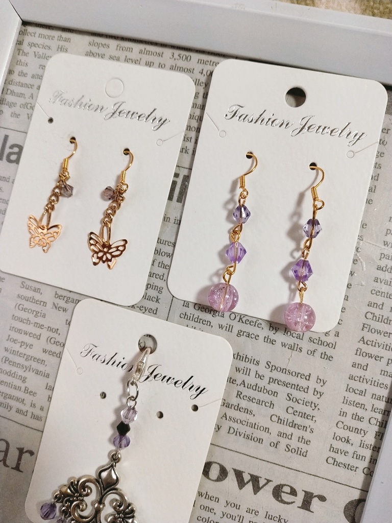 紫色ピアスセット