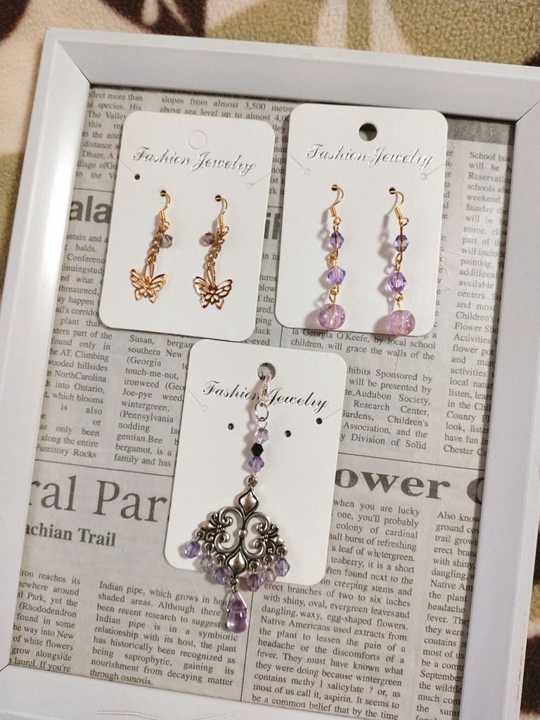 紫色ピアスセット