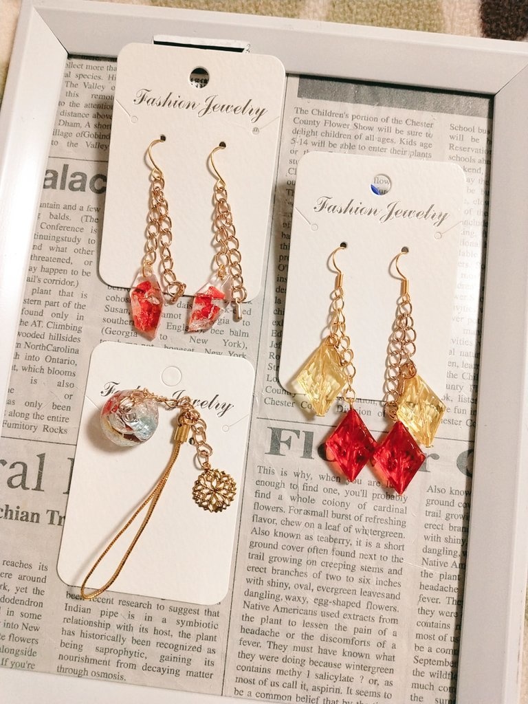 黄×赤 ジャラジャラピアスセット