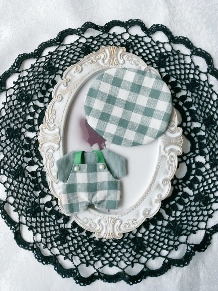 ③ 10cm ぬい服 サロペット+Tシャツ+帽子の3点セット