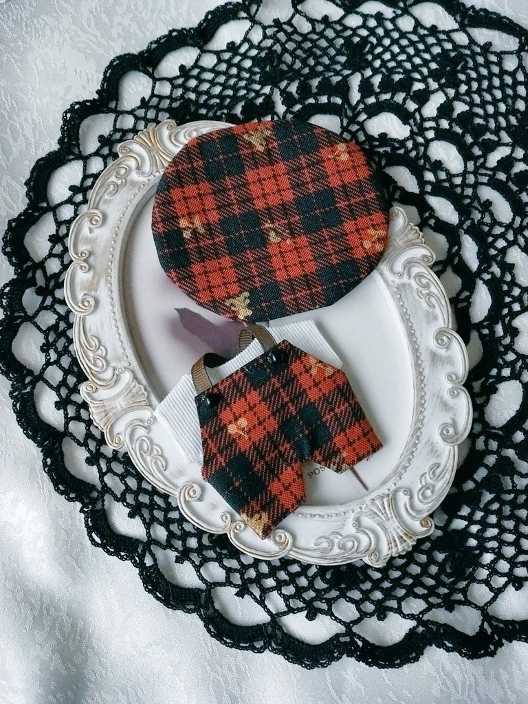 ⑤ 10cm ぬい服 サロペット+Tシャツ+帽子