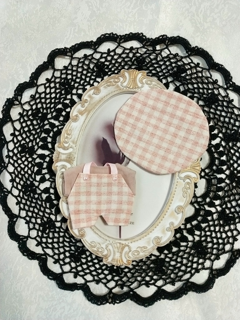 10cm ぬい服 サロペット+Tシャツ+帽子 3点セット