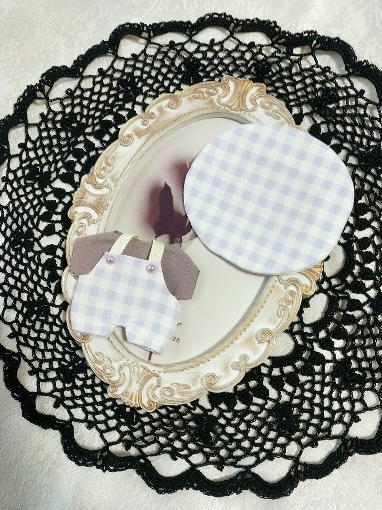 10cm ぬい服 サロペット+Tシャツ+帽子 3点セット