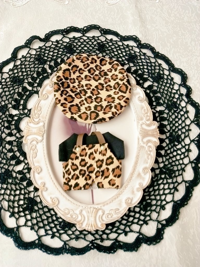 10cmぬい服 ヒョウ柄サロペット3点セット