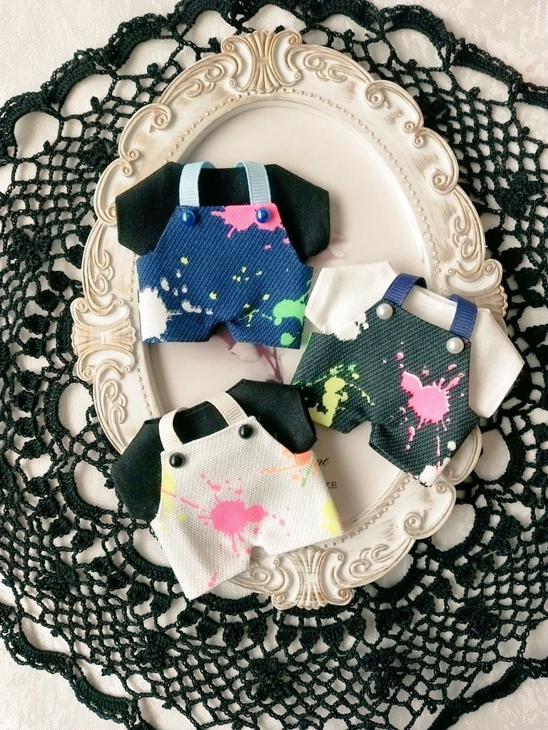 10cm　ぬい服　サロペット3点セット