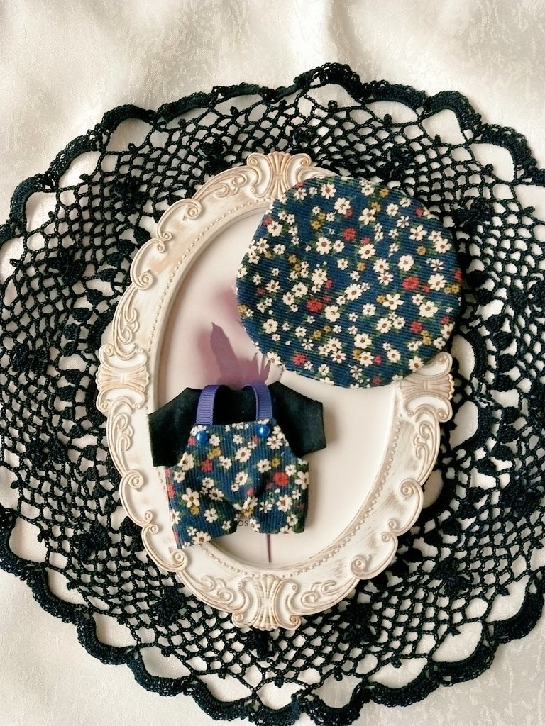 【花柄】サロペット+Tシャツ+帽子3点セット