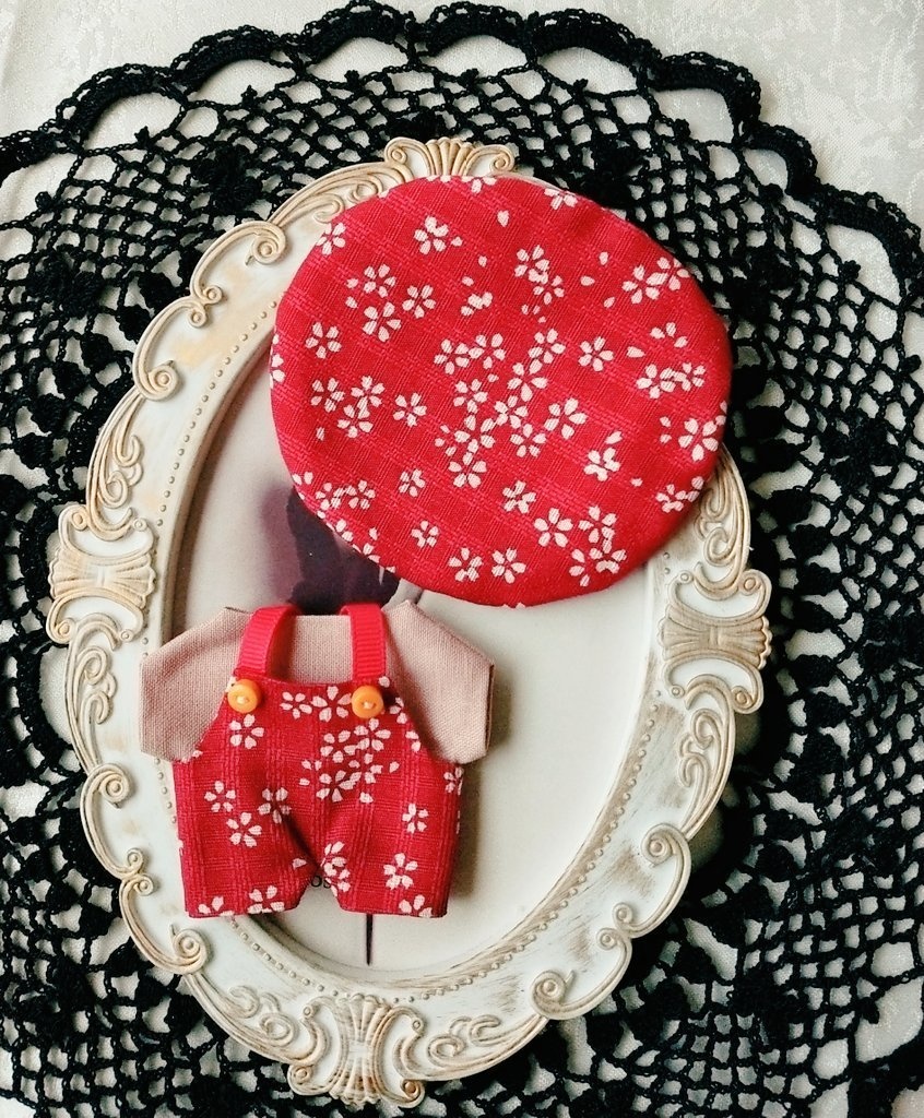 和柄 サロペット+Tシャツ+帽子3点セット