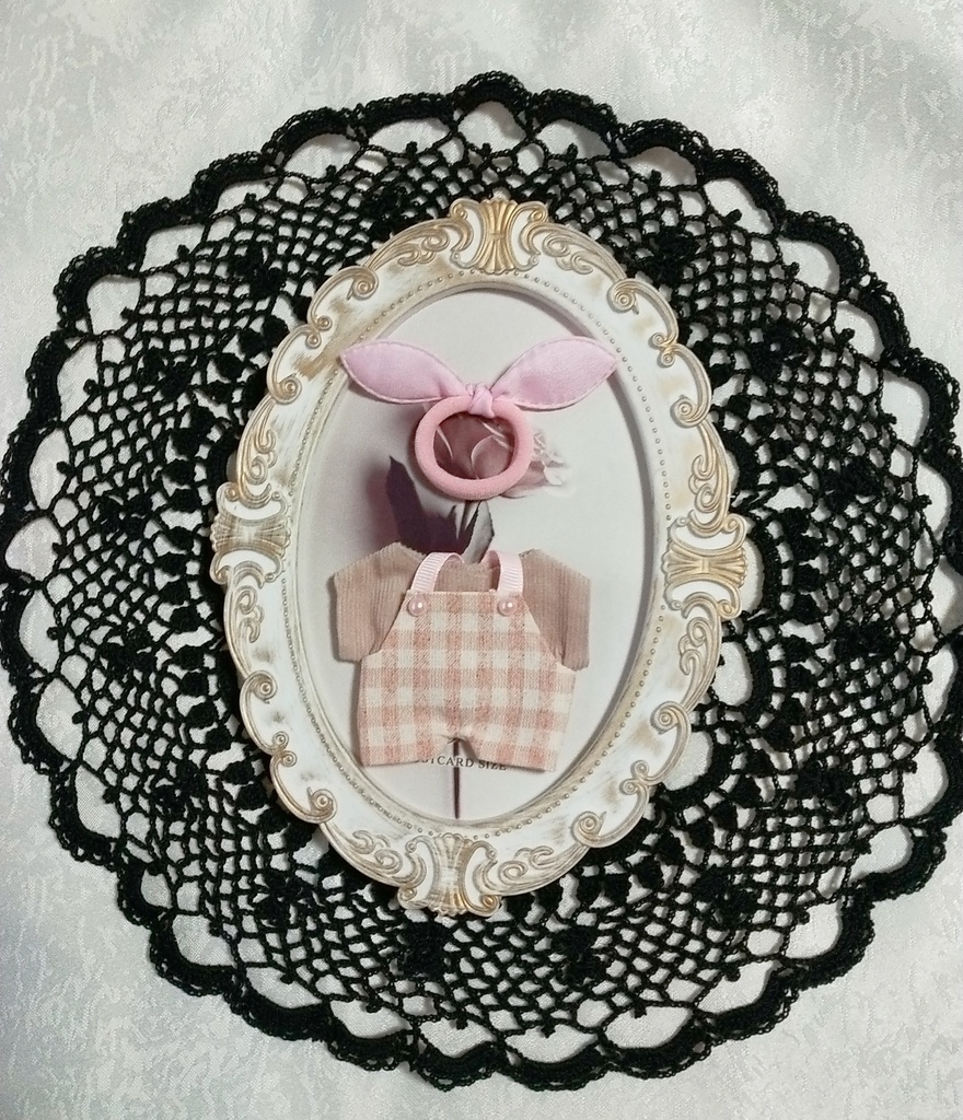 【桃色】サロペット+Tシャツ+リボン3点セット