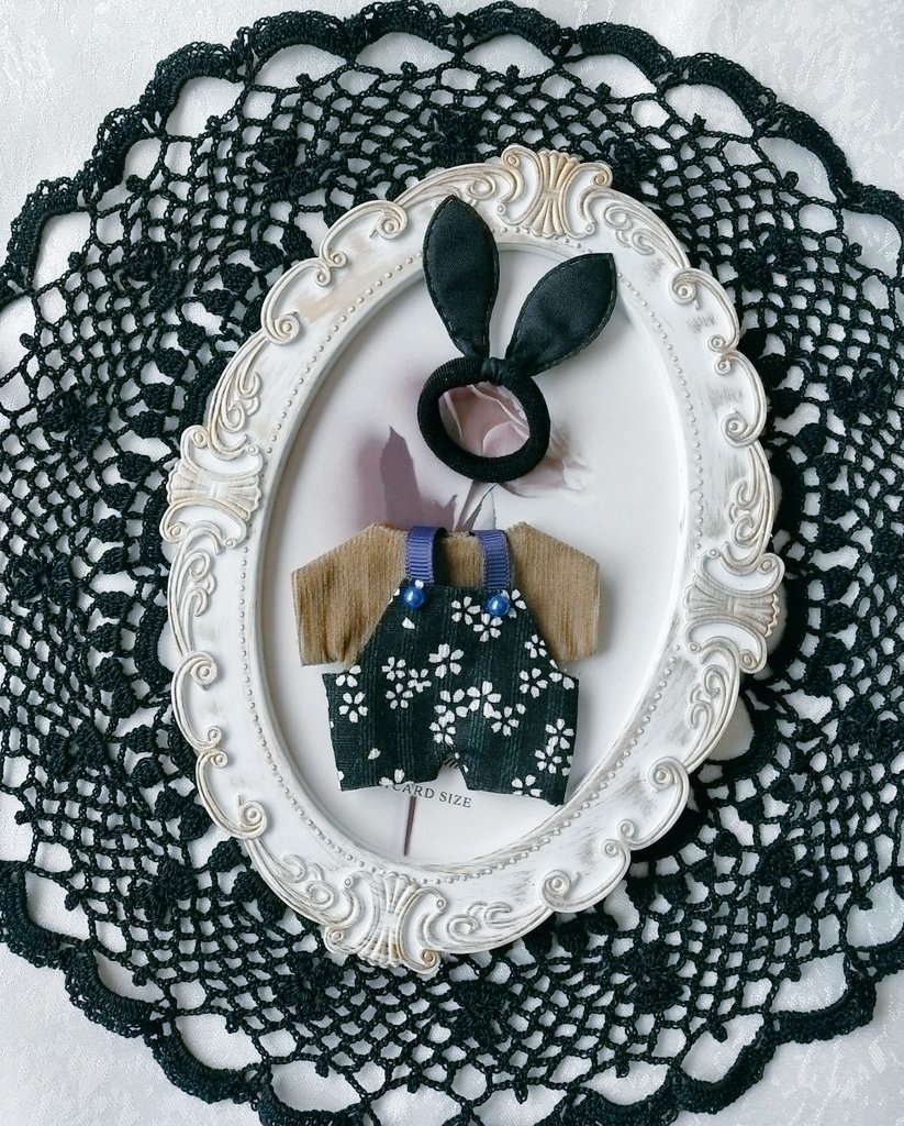 【和柄】サロペット+Tシャツ+リボン 3点セット