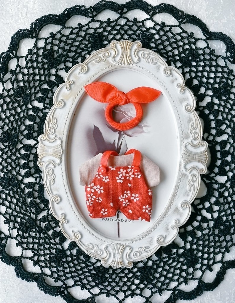 【和柄】サロペット+Tシャツ+リボン 3点セット