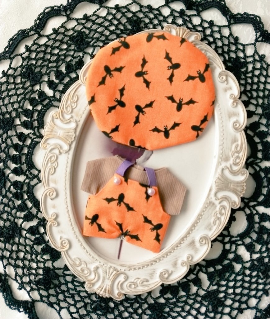 コウモリ柄サロペット3点セット