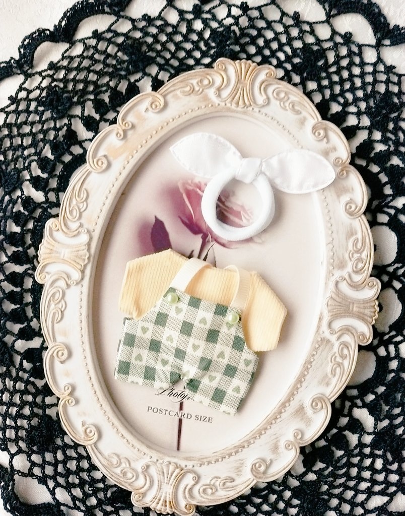 緑ハート柄サロペット3点セット