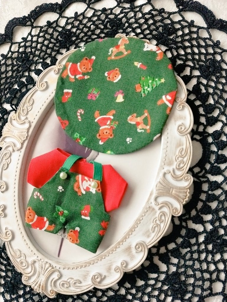 クマ柄サロペット3点セット