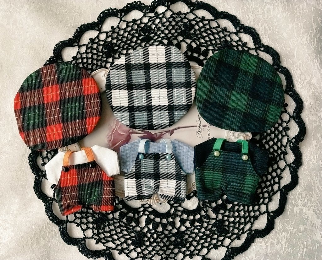 大柄チェックサロペット3点セット