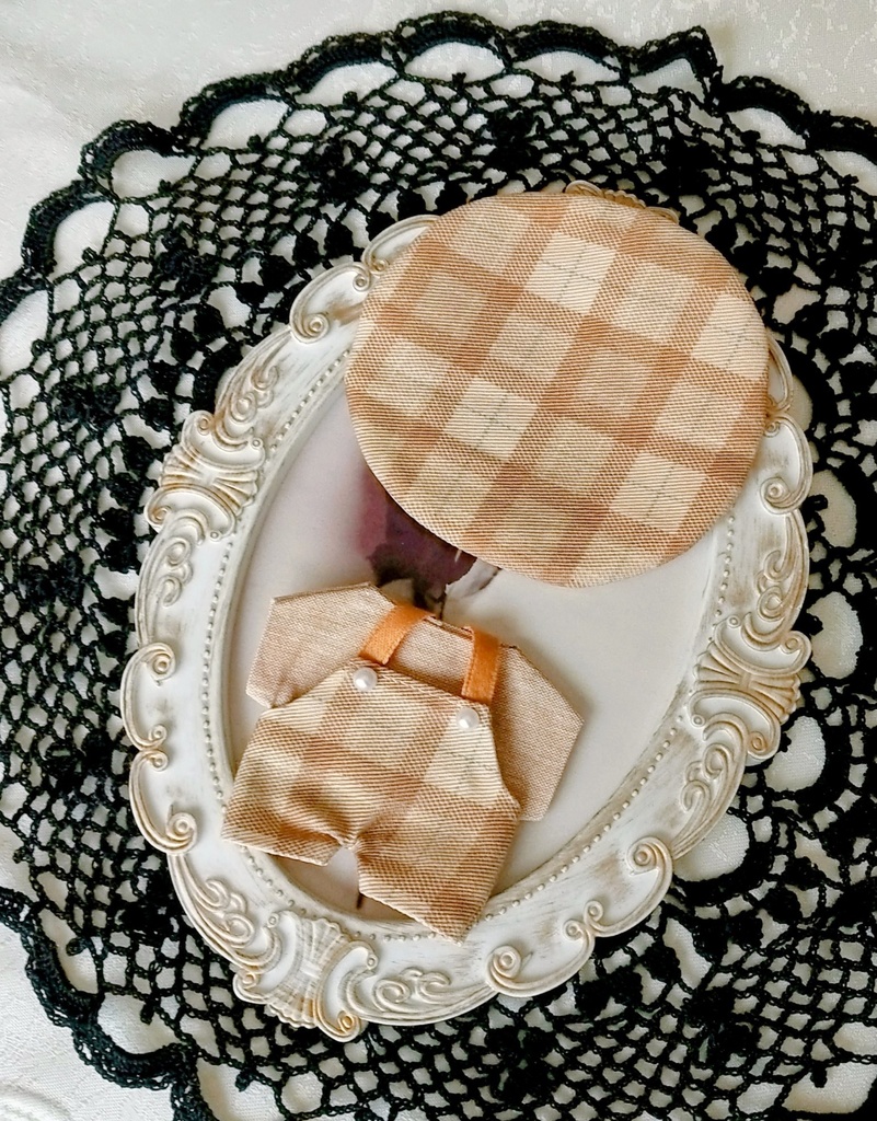 大柄チェックサロペット3点セット