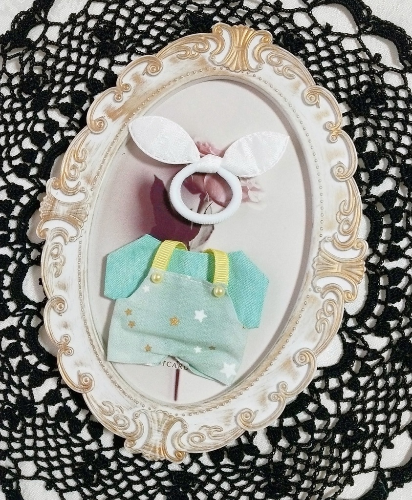 星柄 サロペット+Tシャツ+リボン3点セット