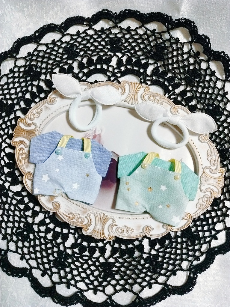 星柄 サロペット+Tシャツ+リボン3点セット