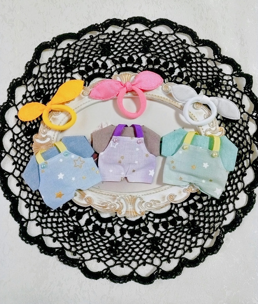 星柄 サロペット+Tシャツ+リボン3点セット