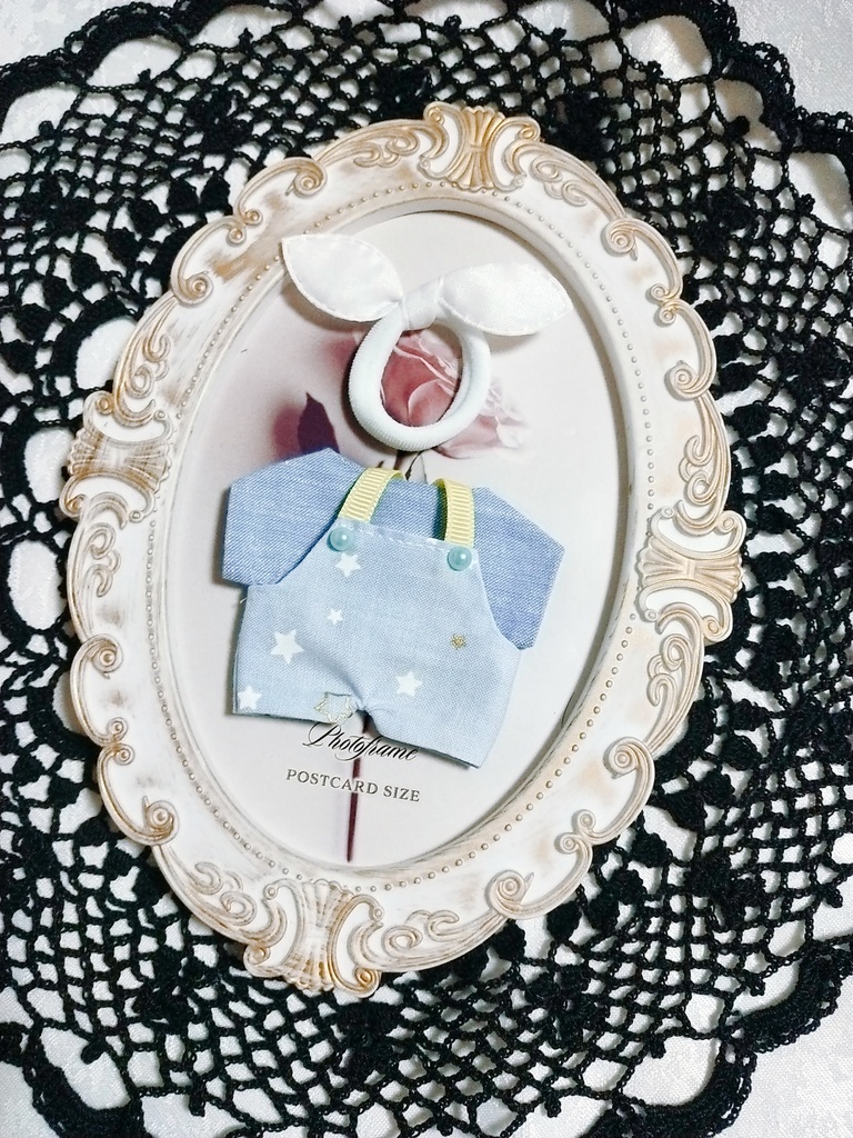 星柄 サロペット+Tシャツ+リボン3点セット