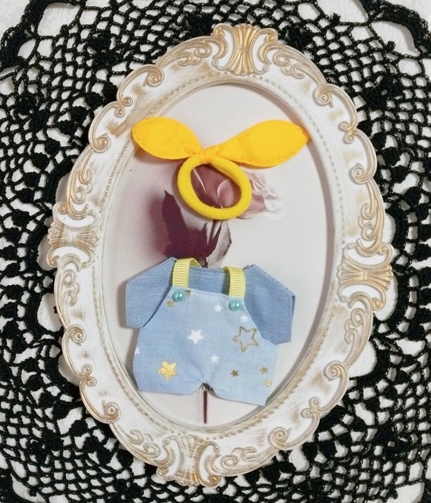 星柄 サロペット+Tシャツ+リボン3点セット