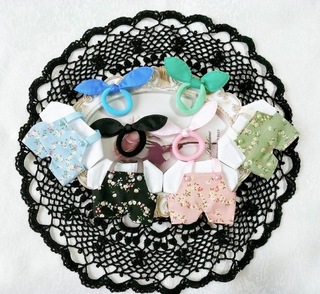 お花柄 サロペット+Tシャツ+リボンの3点セット