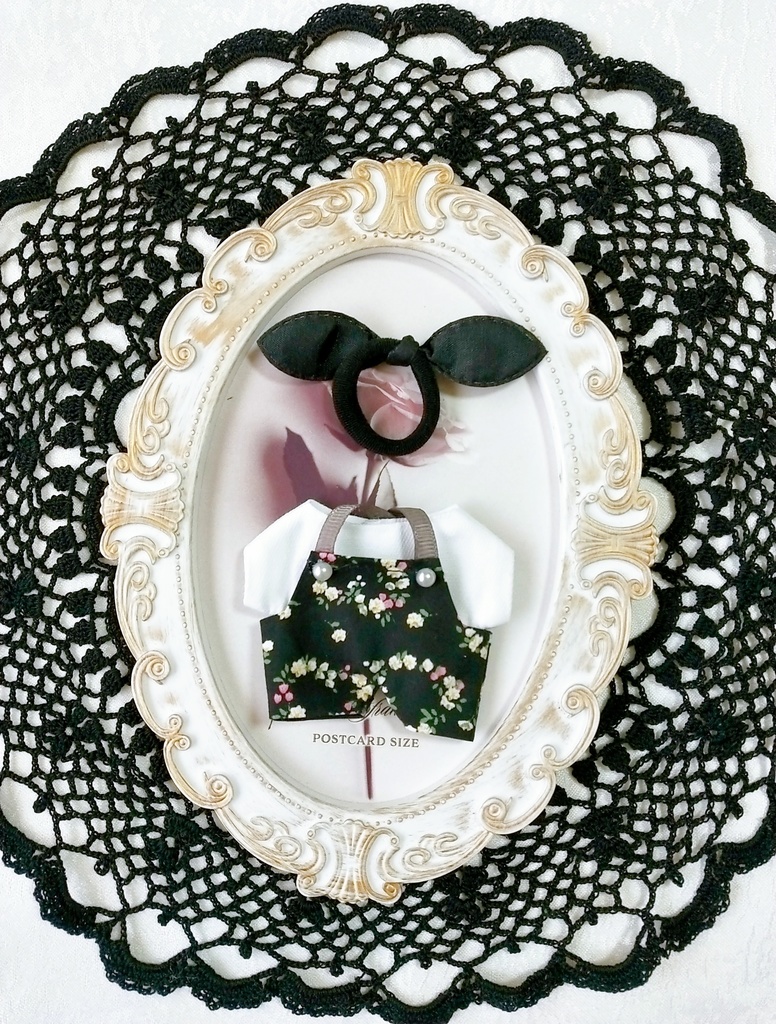 お花柄 サロペット+Tシャツ+リボンの3点セット