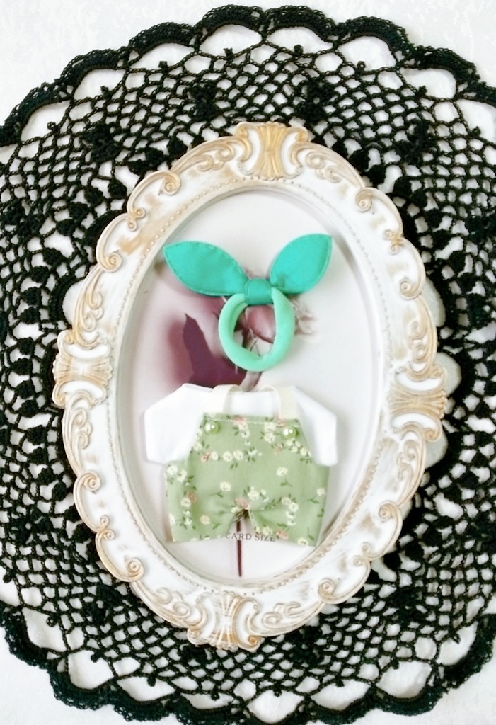 お花柄 サロペット+Tシャツ+リボンの3点セット