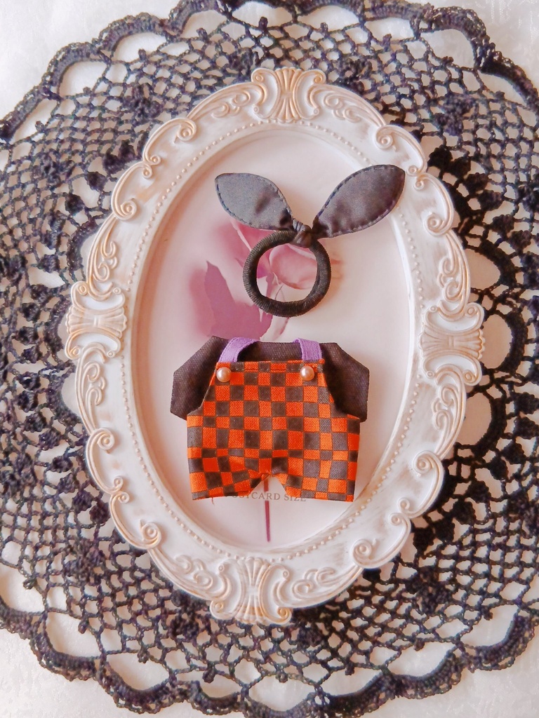 オレンジ×黒色 サロペット3点セット