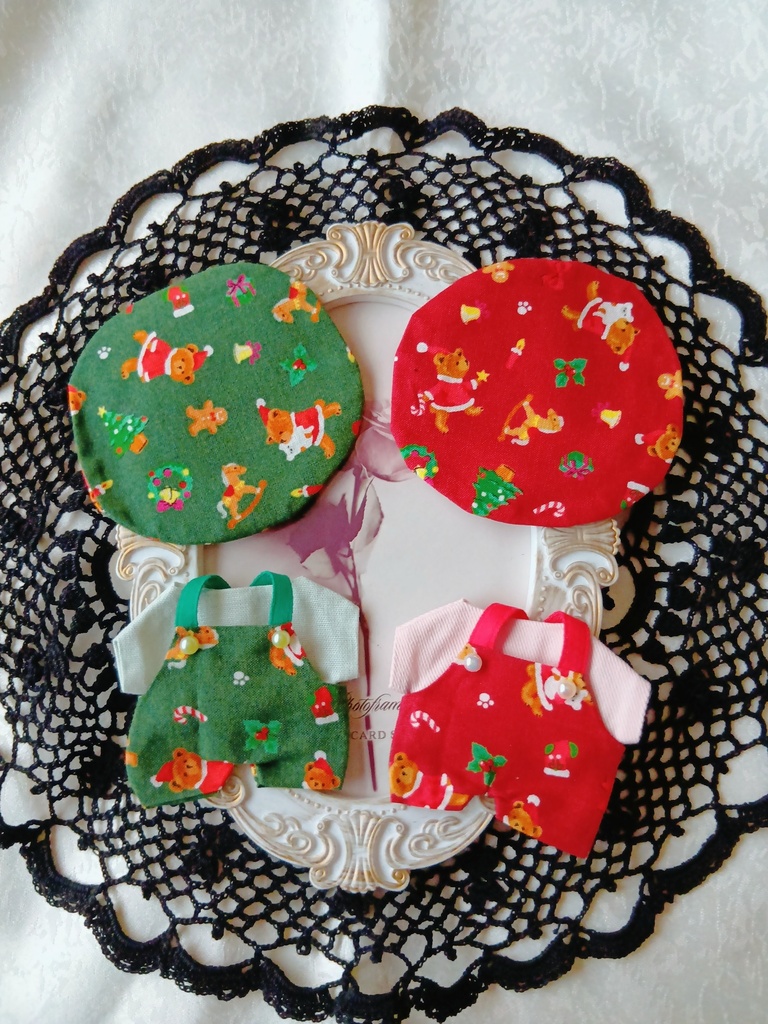 くま柄サロペット3点セット