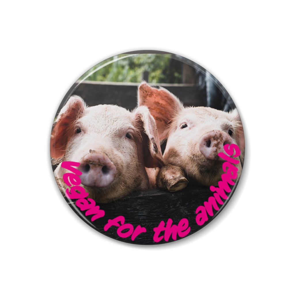 Vegan for the animals バッジ(38mm)