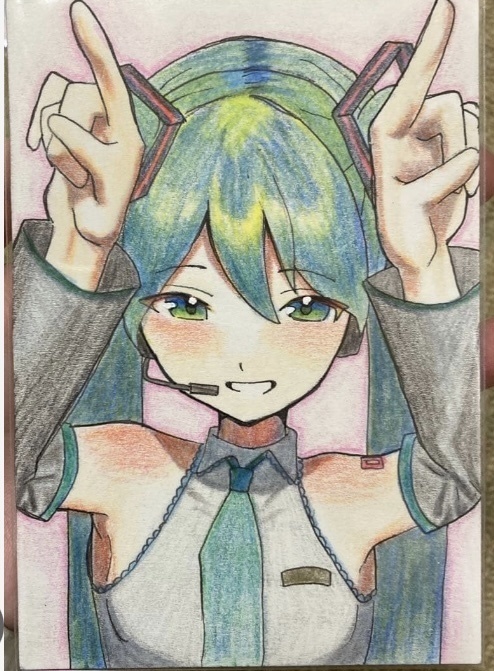 初音ミク 手描きポストカード