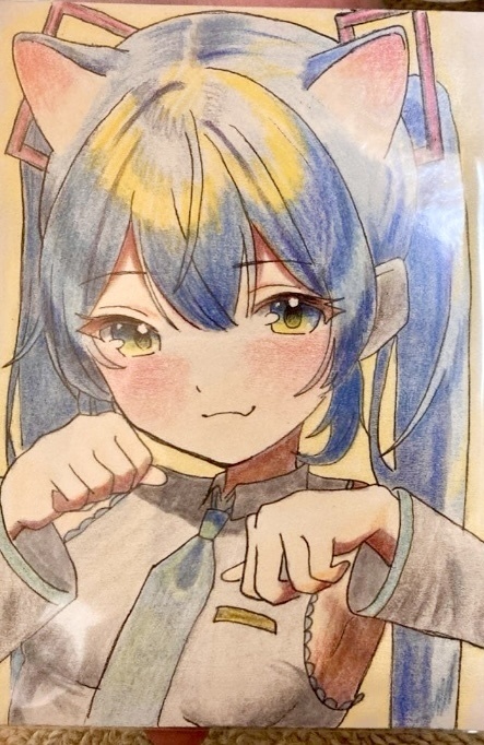 初音ミク 手描きポストカード