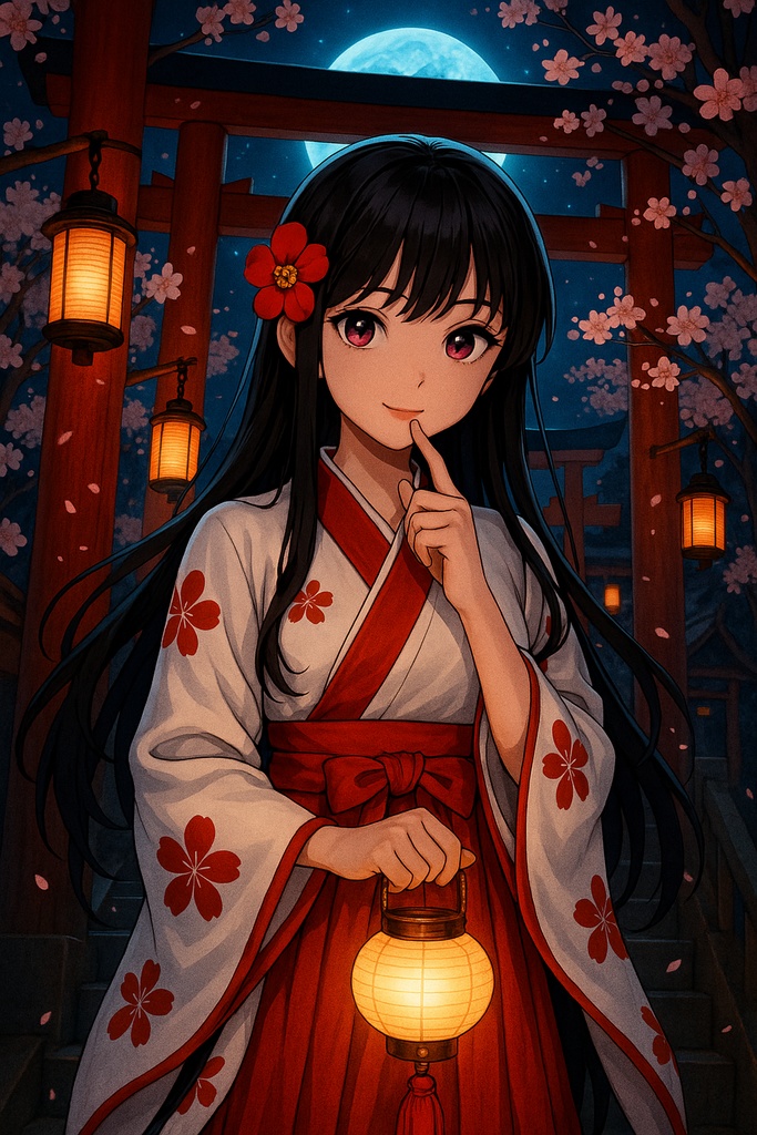 - 月夜ノ巫女 - 和風幻想イラスト