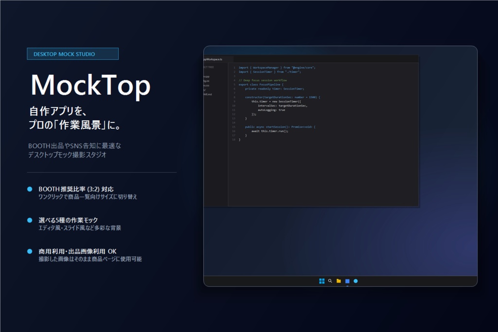 MockTop｜自作アプリを美しく魅せる デスクトップモック撮影スタジオ