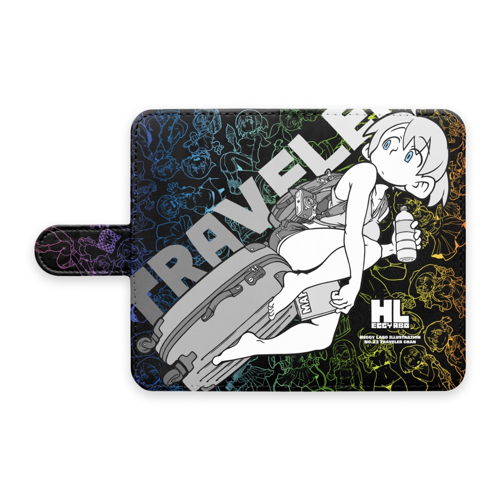 【手帳型スマホケース】トラベラーちゃん(黒)(プロトタイプ)