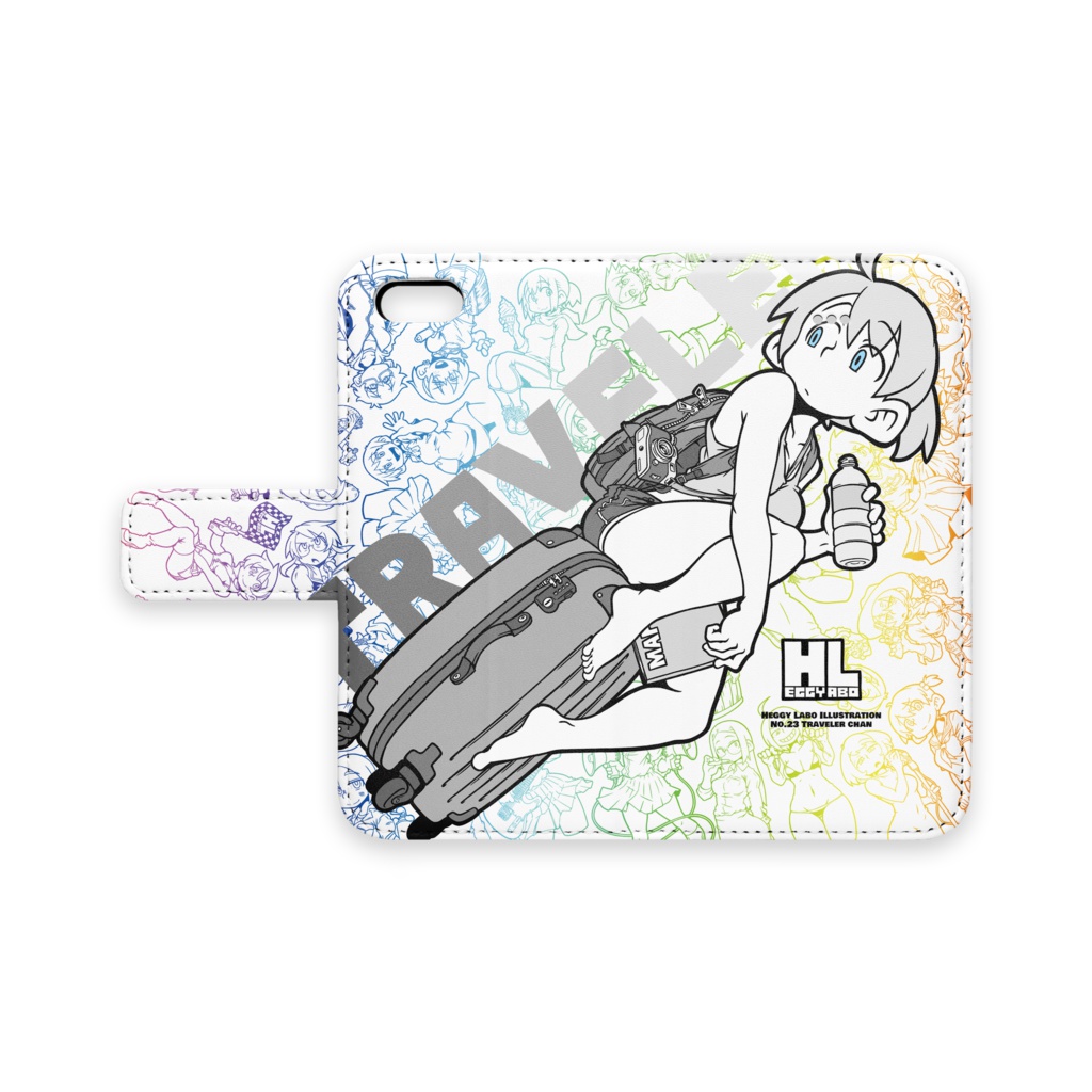 【iphone用手帳型スマホケース】トラベラーちゃん(白)