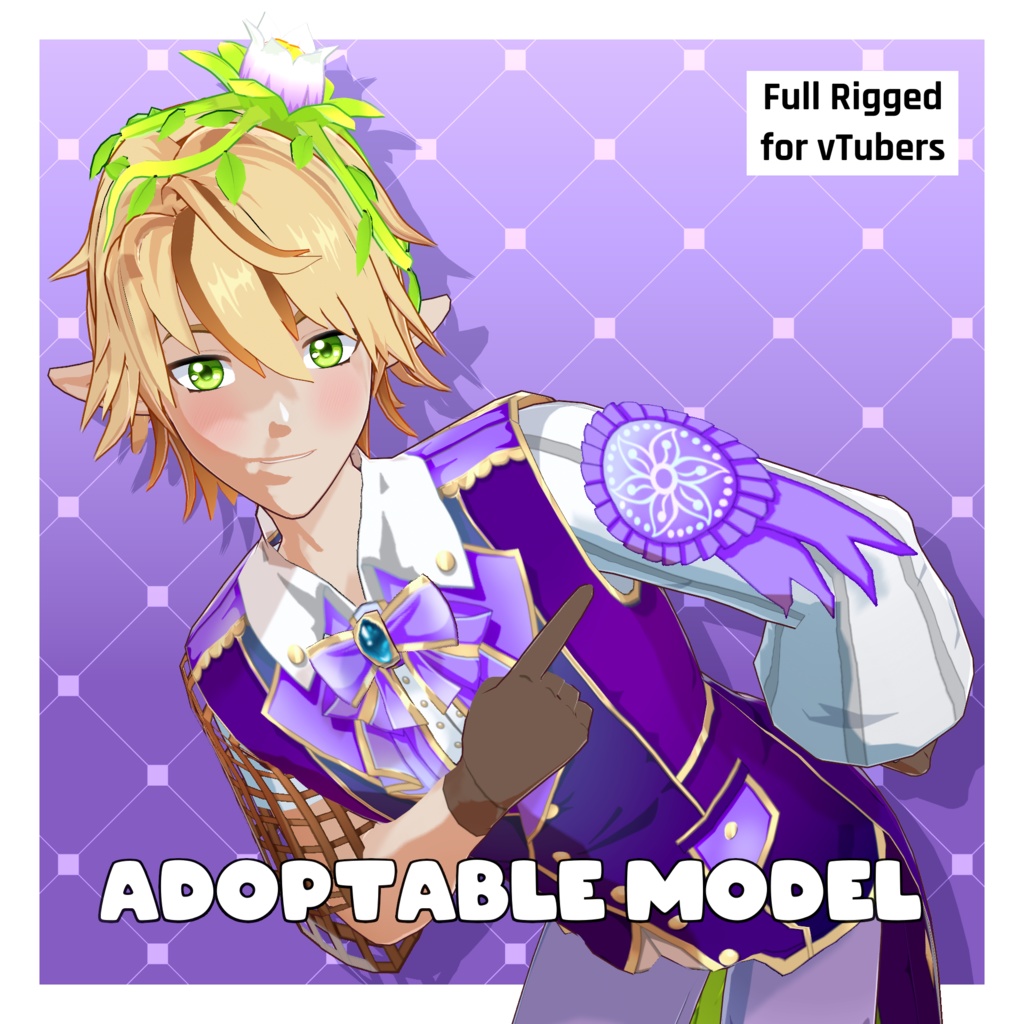 Adoptable Model: Genshin Floral Male V1.0 [Alternative Outfit] [Rigged ARKit + Glows Model]