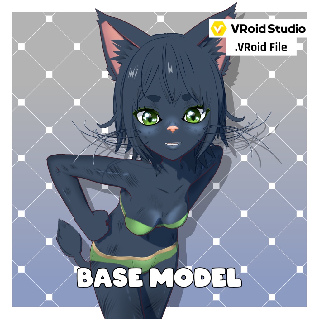 キャットガール – アッシュグレー【カスタマイズ可能】【VRoid】 (Cat Girl – Ash Grey)