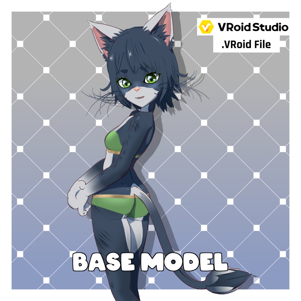 キャットガール – アッシュグレー【カスタマイズ可能】【VRoid】 (Cat Girl – Ash Grey)