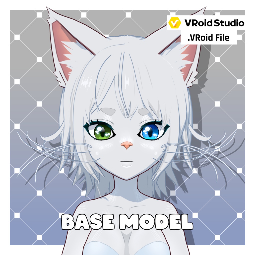キャットガール – ムーンホワイト【カスタマイズ可能】【VRoid】 (Cat Girl – Moon White)