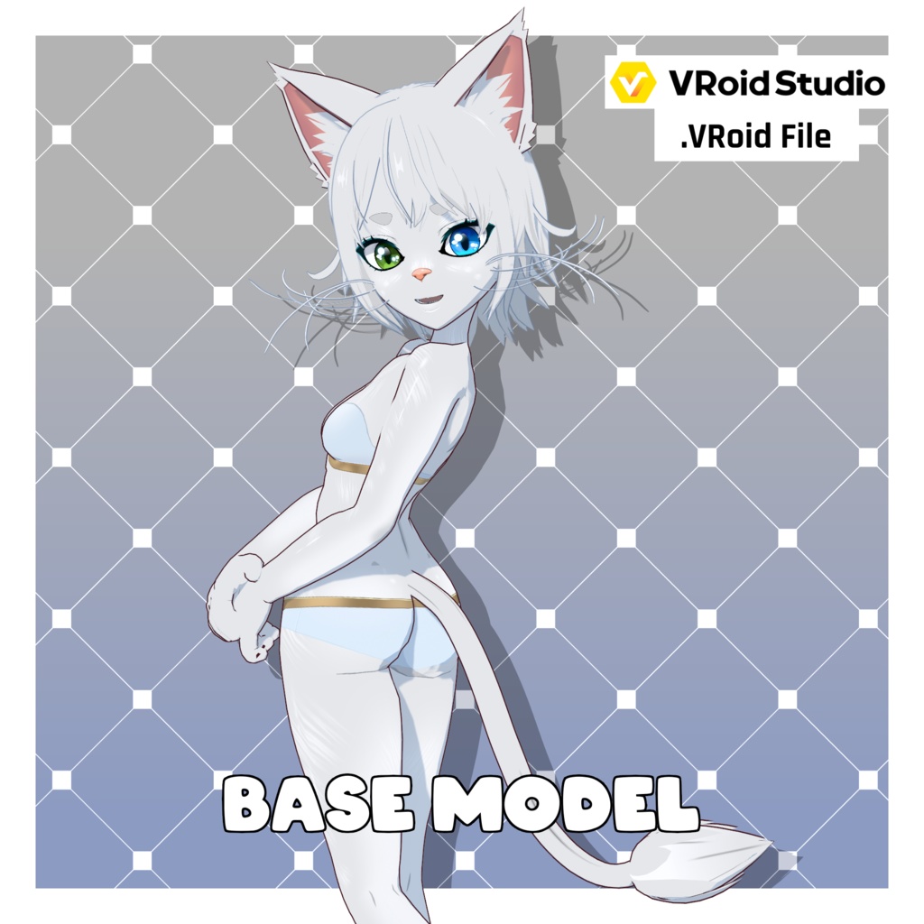 キャットガール – ムーンホワイト【カスタマイズ可能】【VRoid】 (Cat Girl – Moon White)