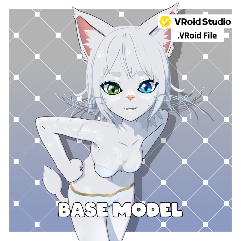 キャットガール – ムーンホワイト【カスタマイズ可能】【VRoid】 (Cat Girl – Moon White)