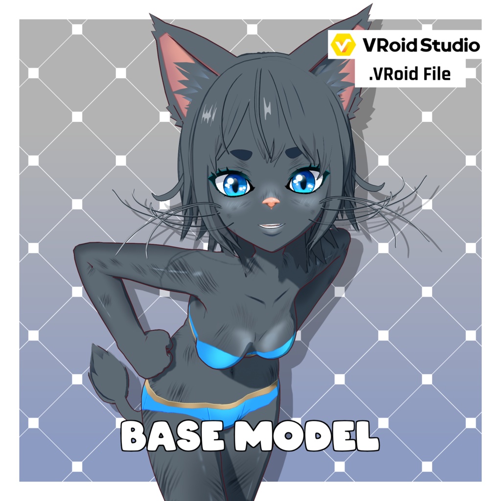 キャットガール – ライトグレー【カスタマイズ可能】【VRoid】 (Cat Girl – Light Grey)