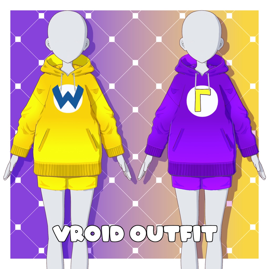 Wario/Waluigi Hoodie [VRoid Outfit/衣装]