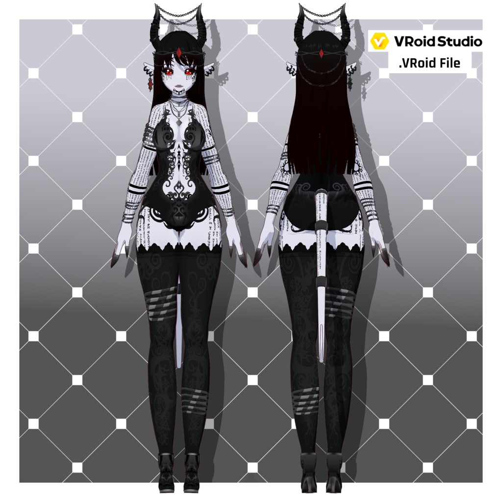 デーモン – ペールホワイト【カスタマイズ可能】【VRoid】 (Demon – Pale White)