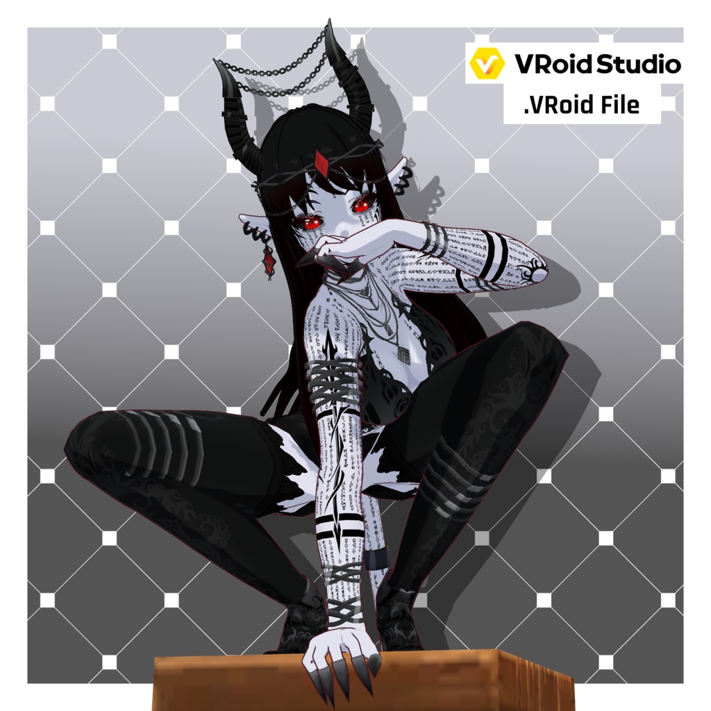 デーモン – ペールホワイト【カスタマイズ可能】【VRoid】 (Demon – Pale White)