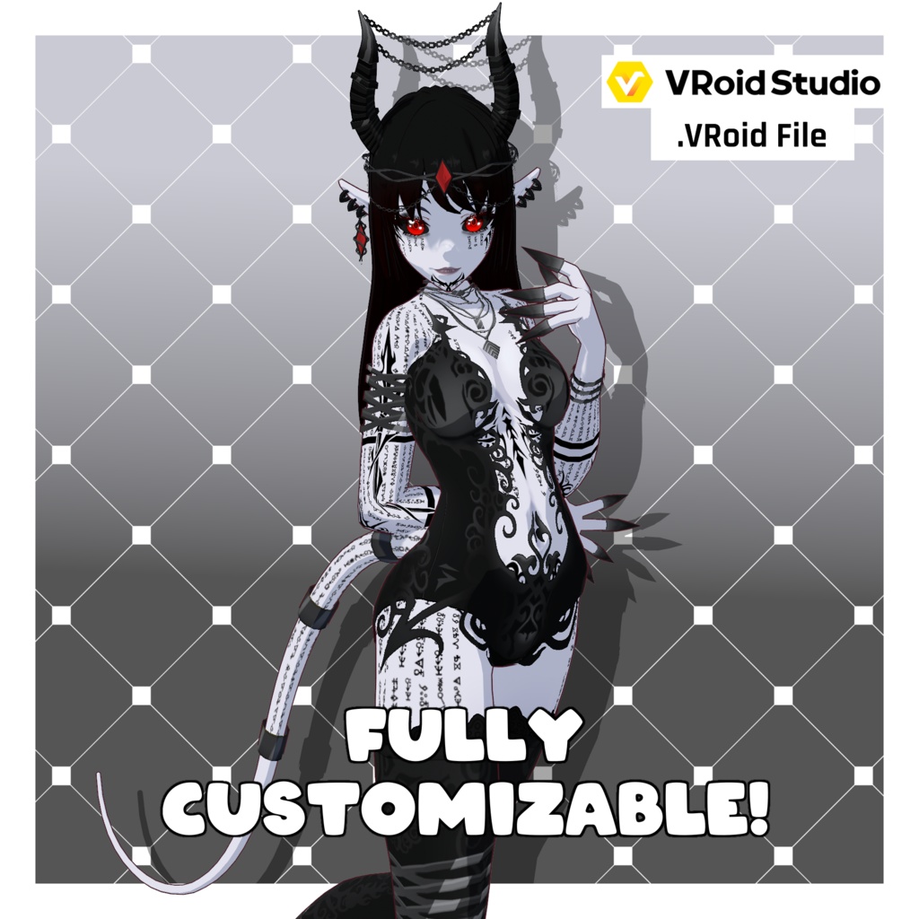 [Customizable/カスタマイズ可能な] Demon - Undead - Pale White [.VRoid File]