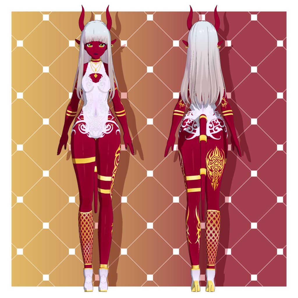 デーモン – ディープレッド【カスタマイズ可能】【VRoid】 (Demon – Deep Red)