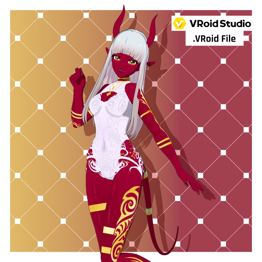 デーモン – ディープレッド【カスタマイズ可能】【VRoid】 (Demon – Deep Red)