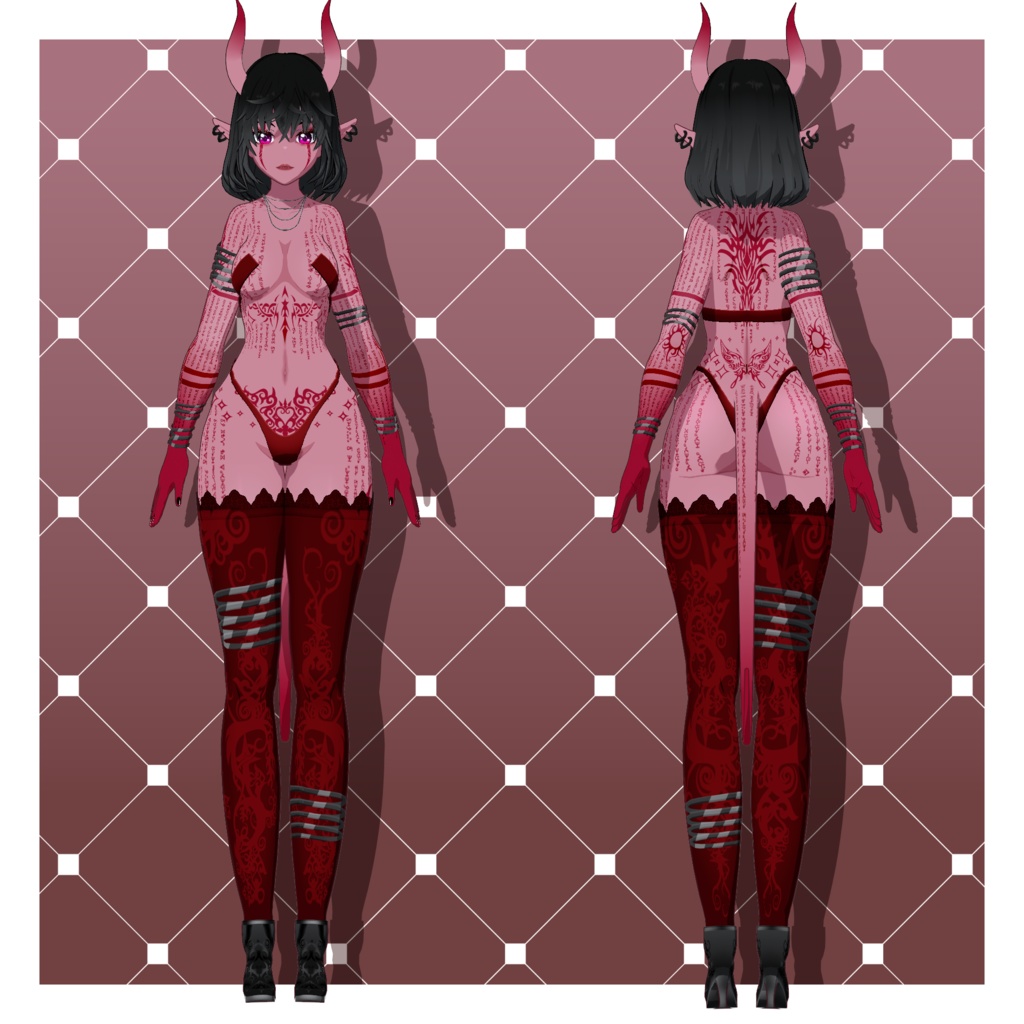 デーモン – サーモンピンク【カスタマイズ可能】【VRoid】 (Demon – Salmon Pink)